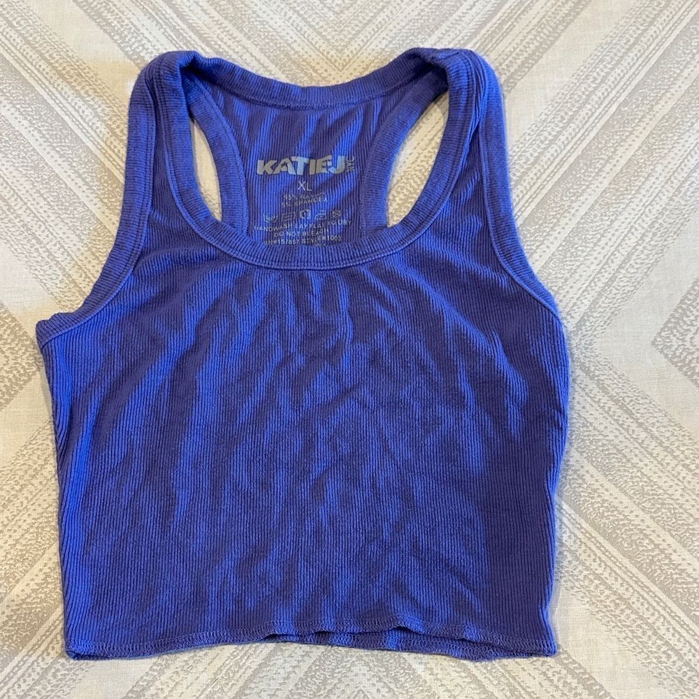 Katie J NYC Girls Purple Cropped Tank Top - Size XL